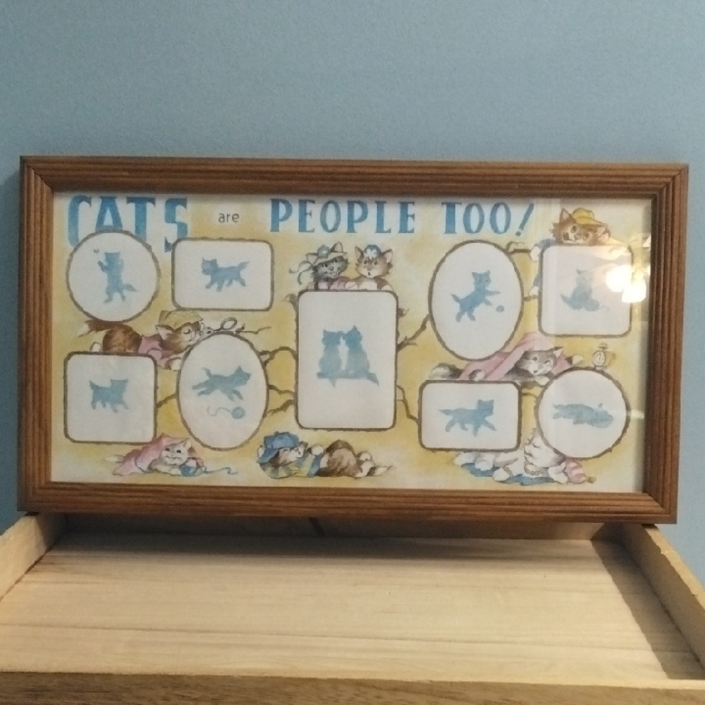 ⭐ Vintage NWOT Cats Are People Too Framed Art from 1995 Made In USA